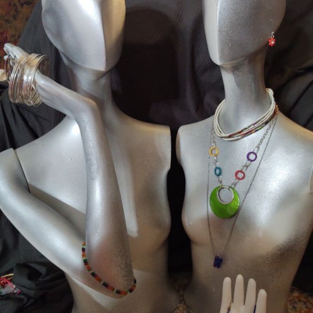 Set Lot Rainbow Boho Necklace Bracelet Earrings